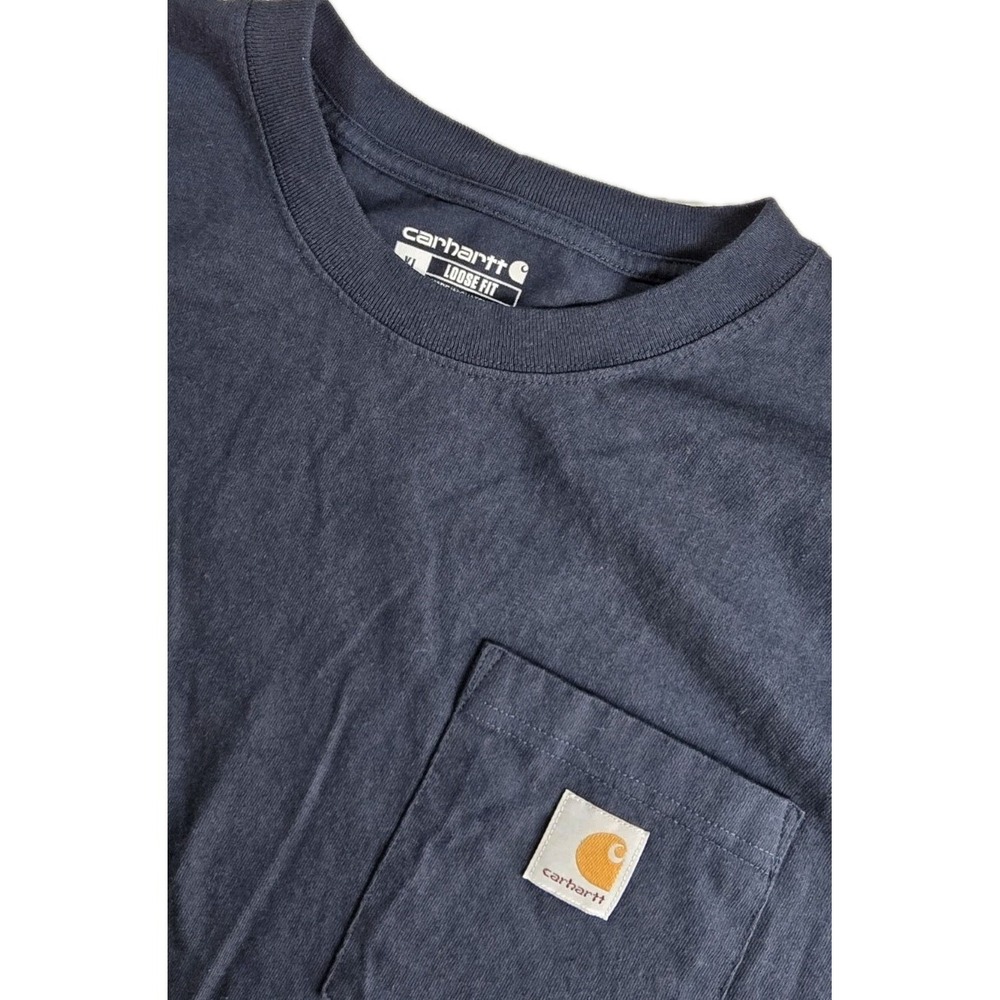 Carhartt Loose Fit T-Shirt Men's XL NAVY‎ Heavyweight Long-Sleeve Pocket